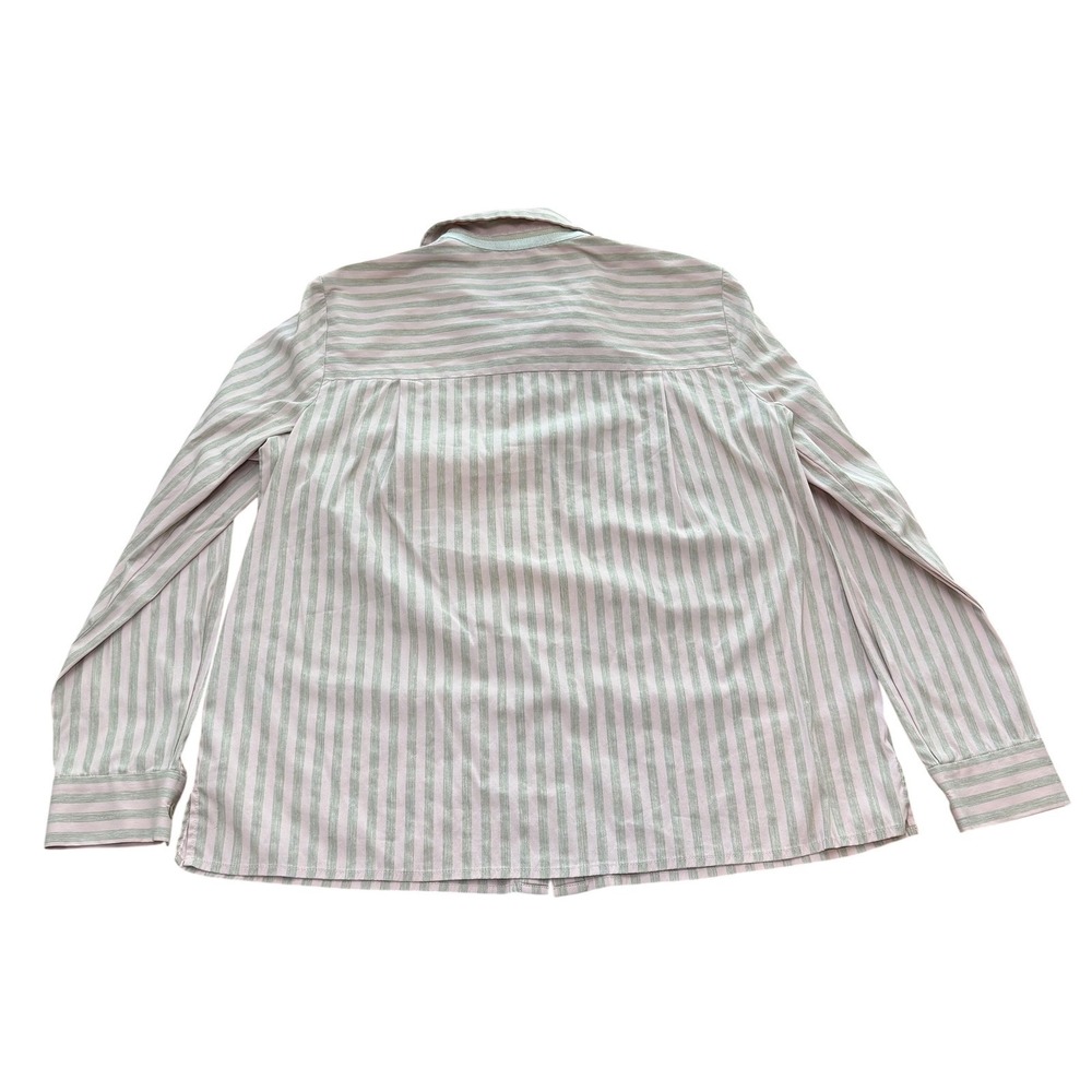 Lafayette 148 New York Striped Button Down Shirt Blouse Long Sleeve Large - Picture 4 of 7
